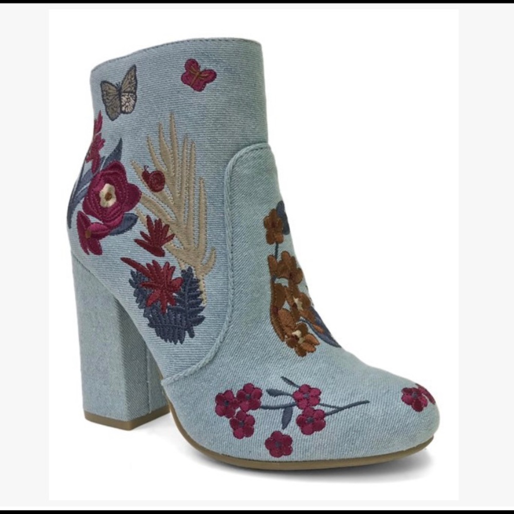 COPY - NEW DENIM EMBROIDERED ANKLE BOOTS